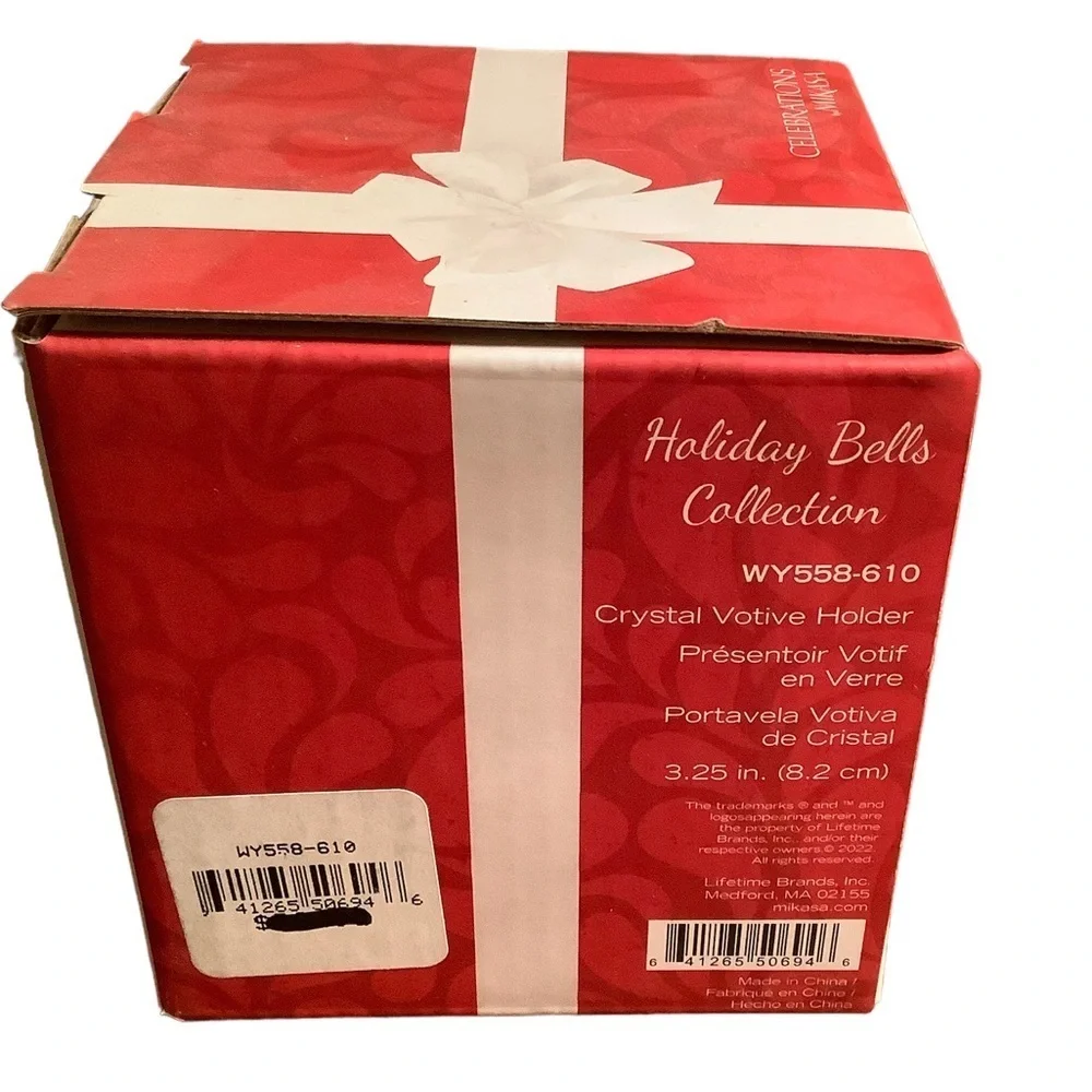 Celebrations by Mikasa Holiday Bells Crystal Votive Holder.